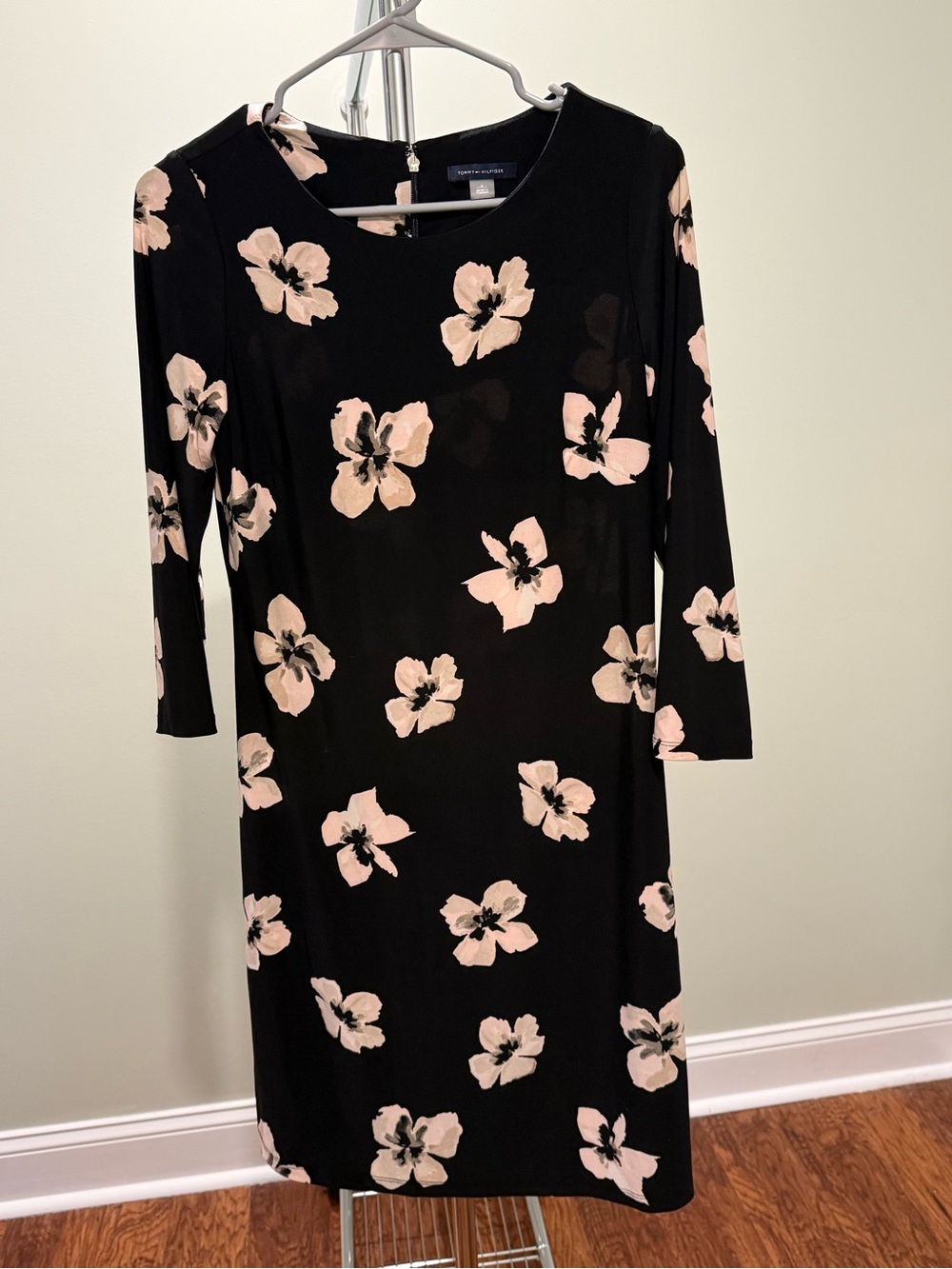 Tommy Hilfiger Floral Sheath Dress Black Blush Size 6